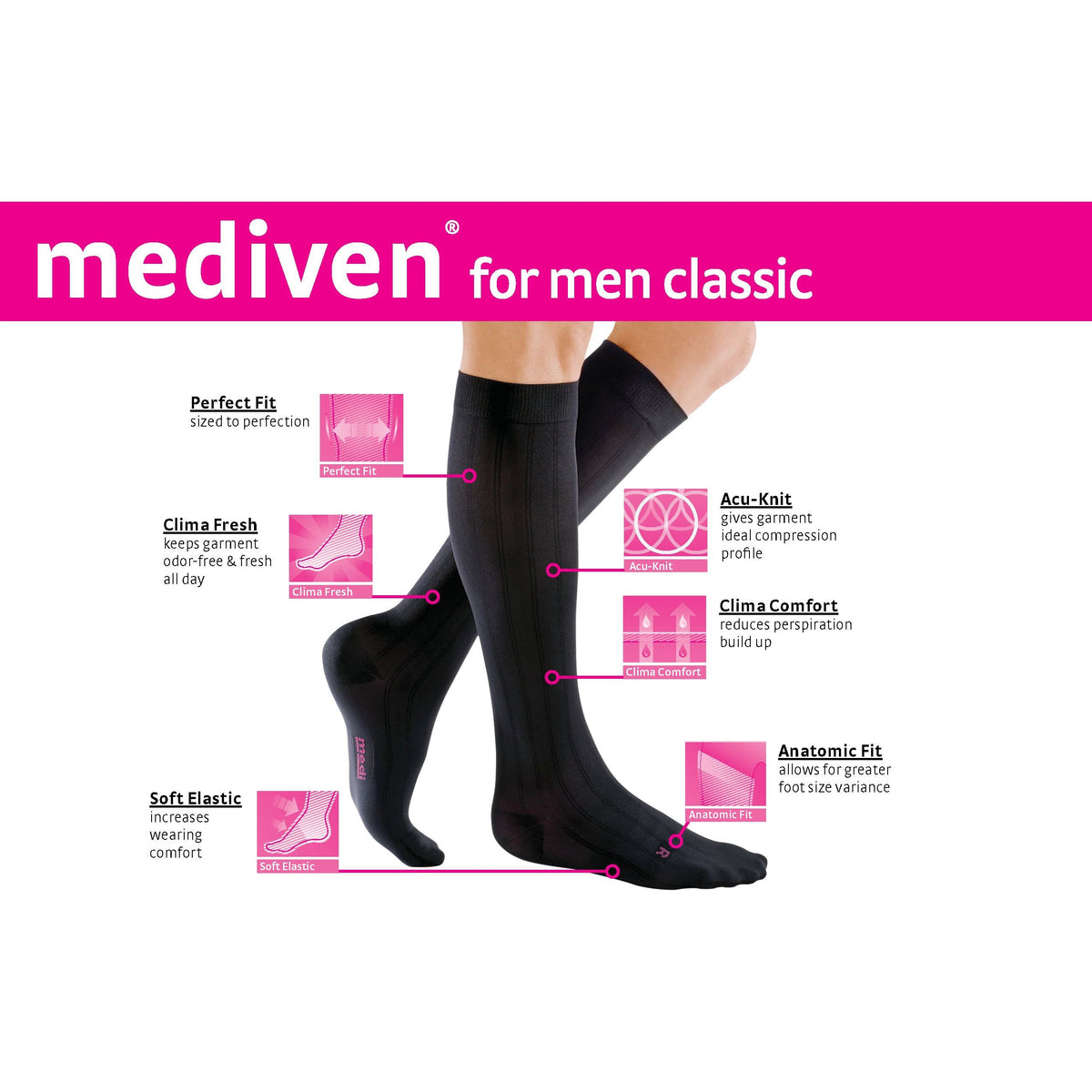 mediven men classic 30-40 mmHg calf closed toe standard