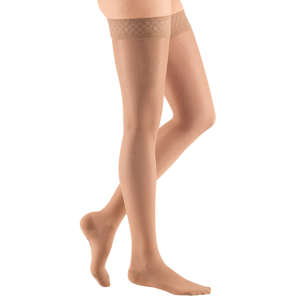 mediven sheer &amp; soft 8-15 mmHg thigh lace topband closed toe standard